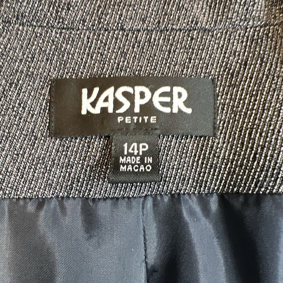 Kasper Black Gray Jacket Office Work Career Blazer Size 14P - Picture 5 of 11